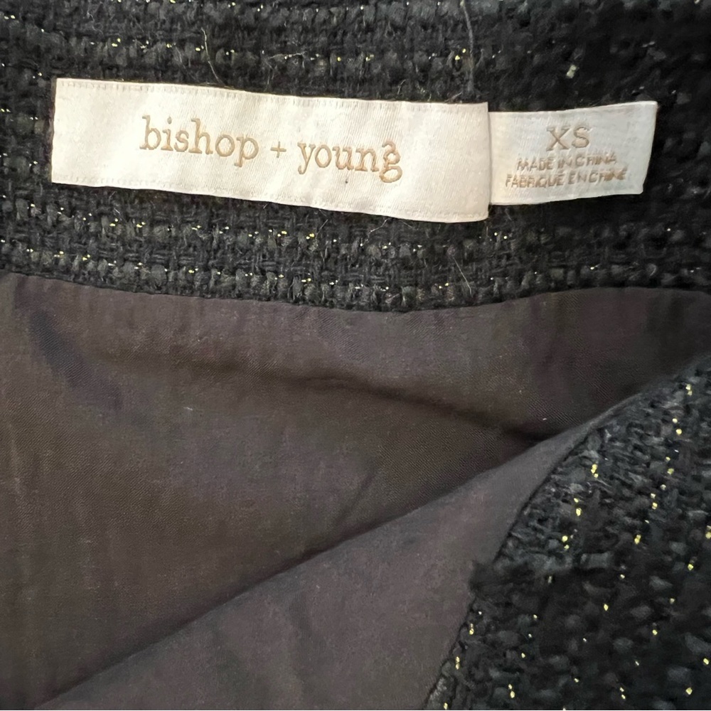 Bishop + Young Cavalli Black Tweed Mini Skirt with Gold Button- XS - Picture 8 of 9